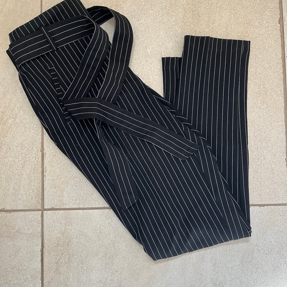 Have Black Dress Pants with Elegant Pinstripes
